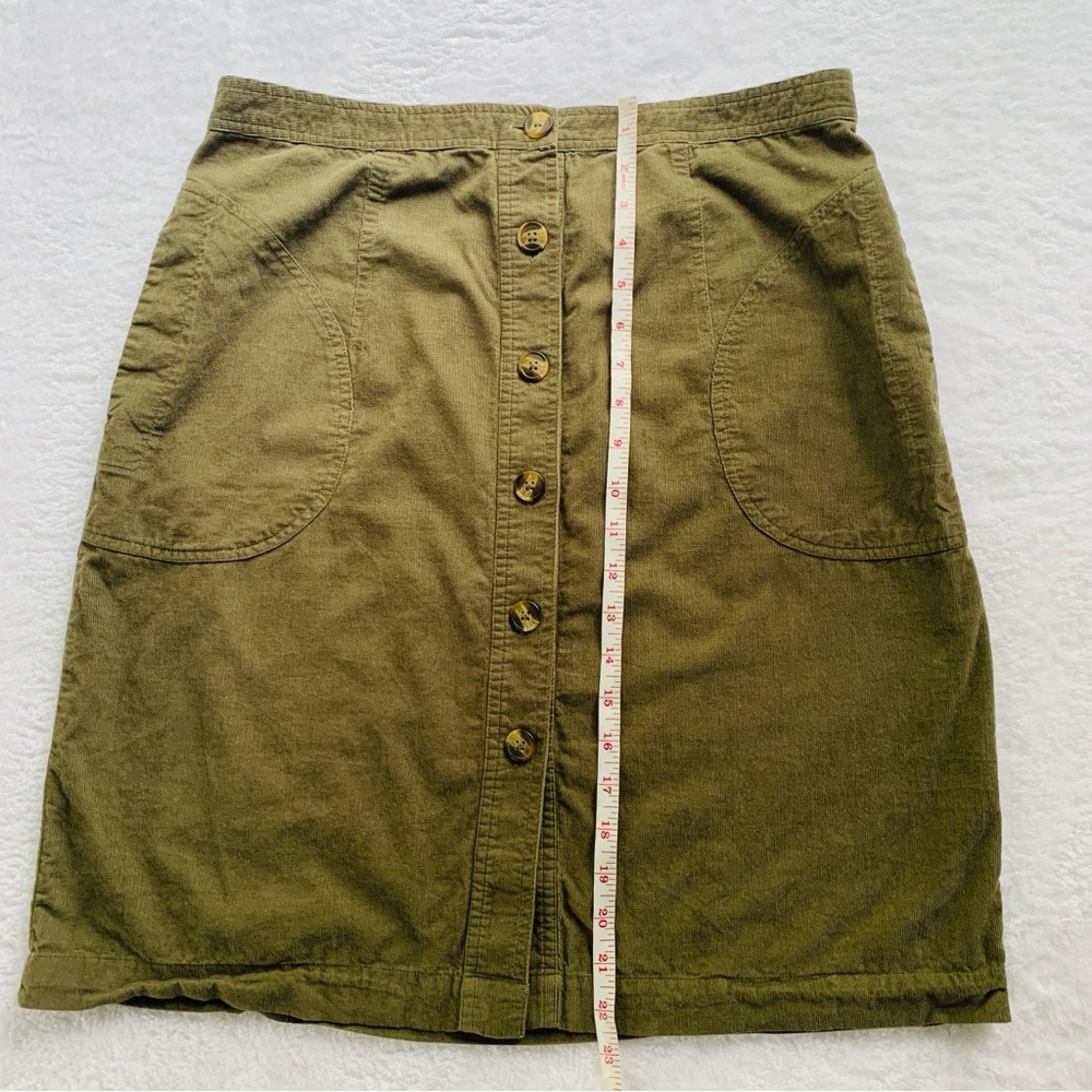American Eagle Green Button Front 100% Cotton Corduroy Skirt | Size 12 - Picture 5 of 9